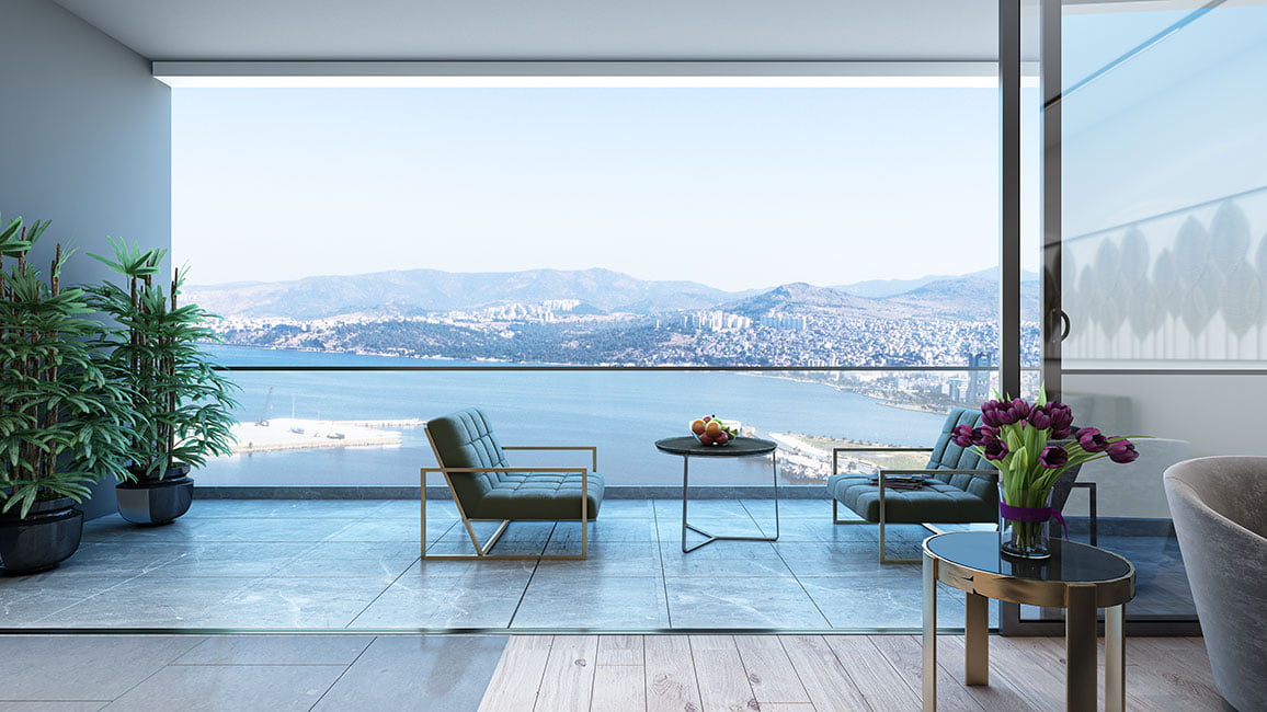 İzmir'de deniz manzaralı lüks daireler