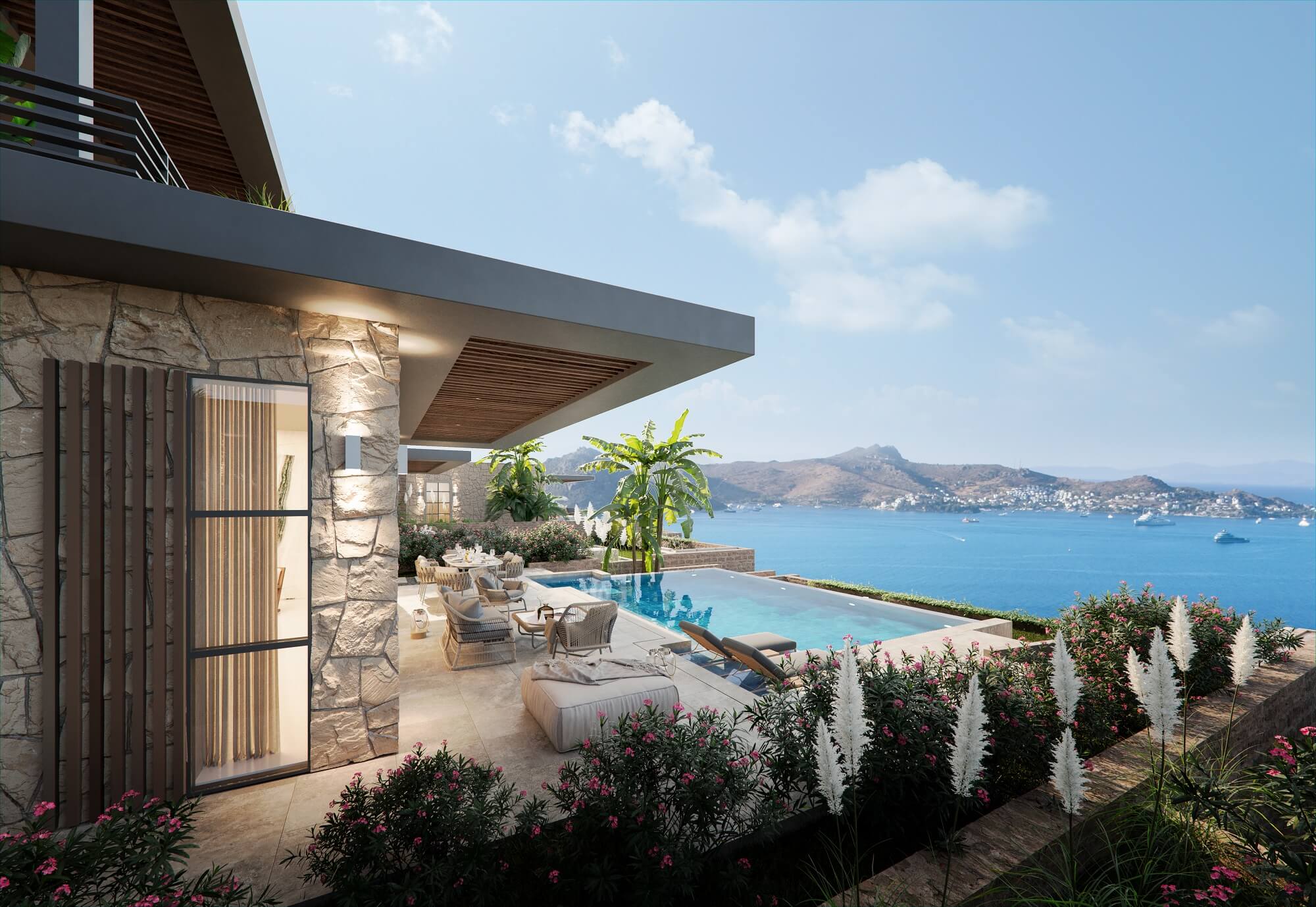 luxury sea view Bodrum marina villas